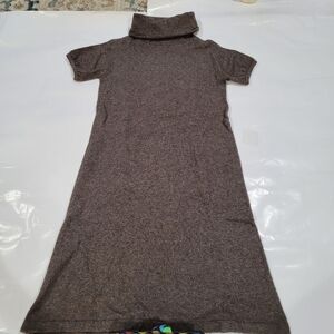 Brown cashmere merino wool turtleneck dress